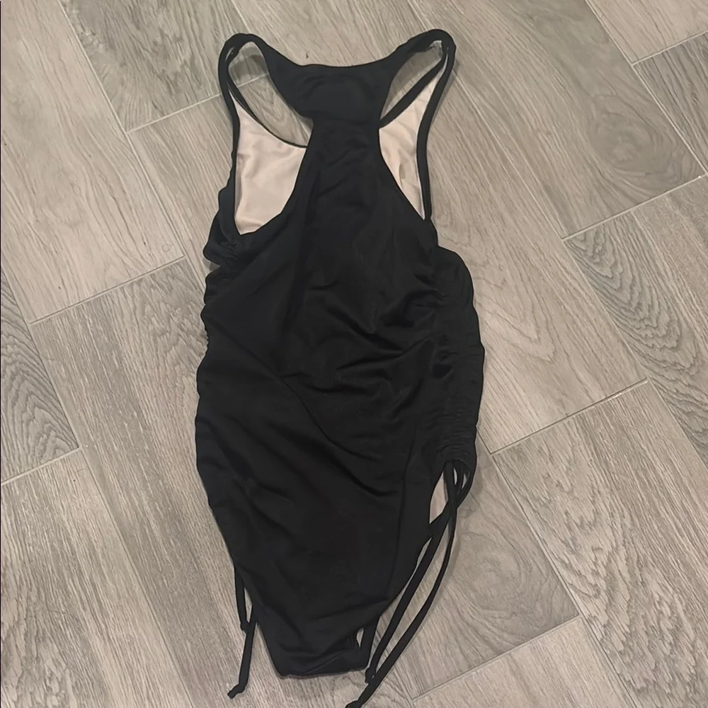 Random Hearts Girls Black Swimsuit Size 12